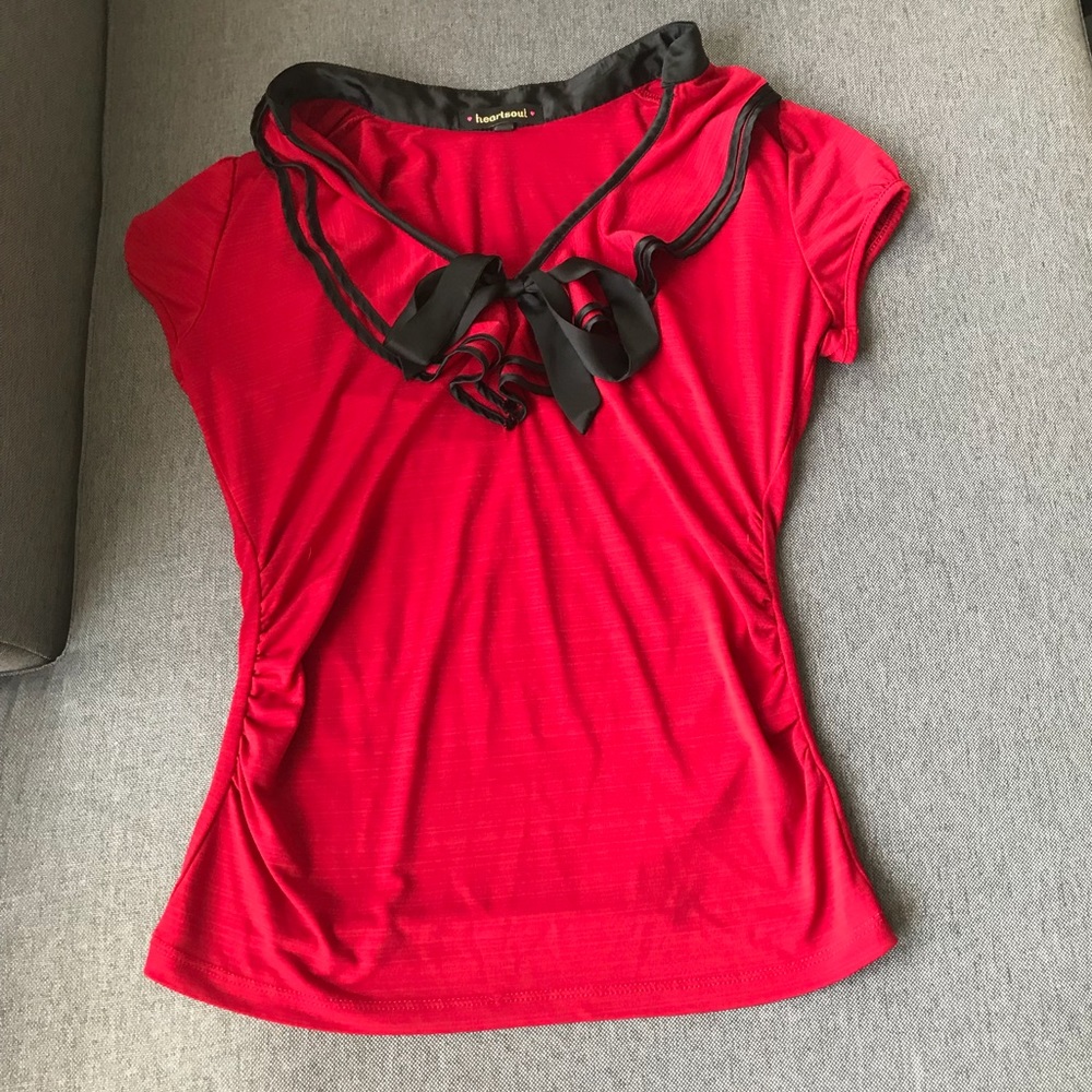 HeartSoul Red & Black Bow Blouse
